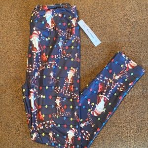 NWT Women’s One Size (4-14), JAAM Santa & Christmas Lights Leggings